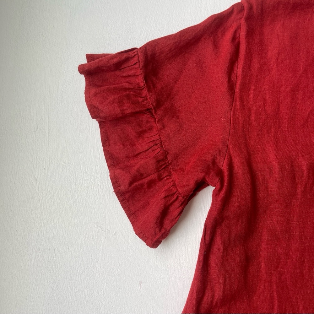 Urban Outfitters Suddenly Spring Linen Ruffle Mini Dress - Picture 6 of 10